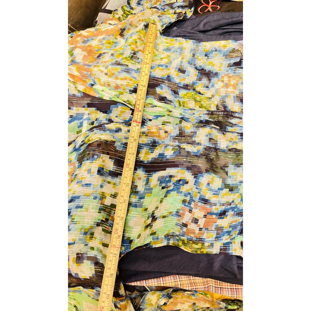 Free People Fleur De Lis blue sheer floral cardigan Kimono style duster sz Small - Picture 10 of 10
